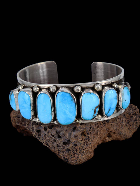 Native American Jewelry Kingman Turquoise Cuff Bracelet - PuebloDirect.com