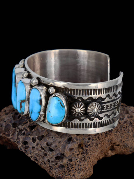 Native American Jewelry Kingman Turquoise Cuff Bracelet - PuebloDirect.com