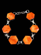 Native American Sterling Silver Spiny Oyster Link Bracelet