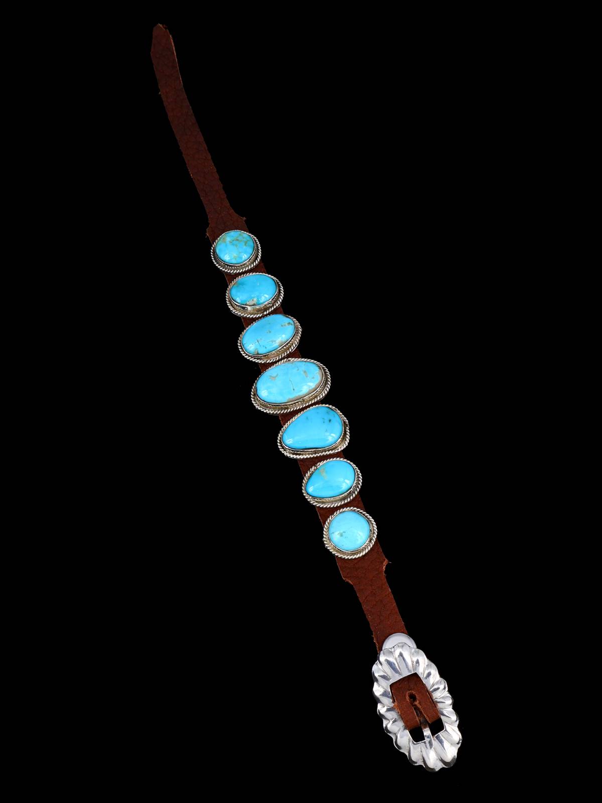 Native American Turquoise Leather Band Bracelet