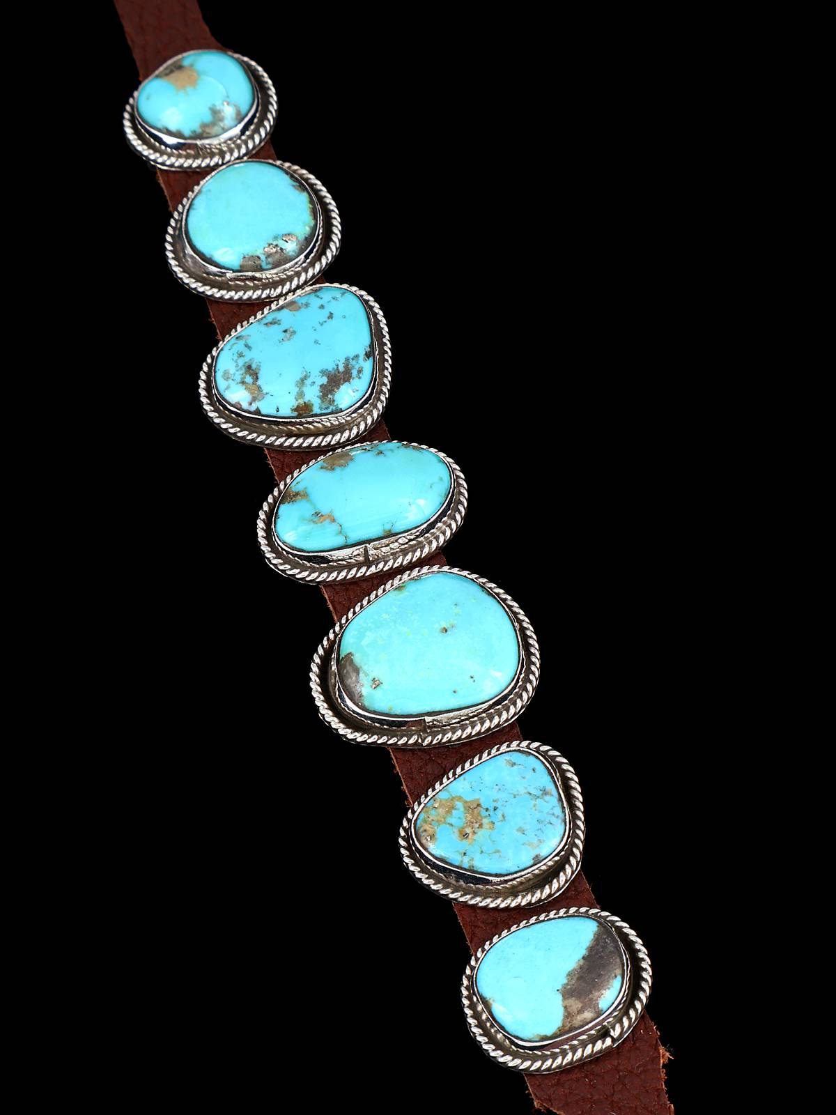Pulsera de banda de cuero turquesa nativo americano