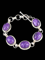 Native American Charoite Sterling Silver Link Bracelet