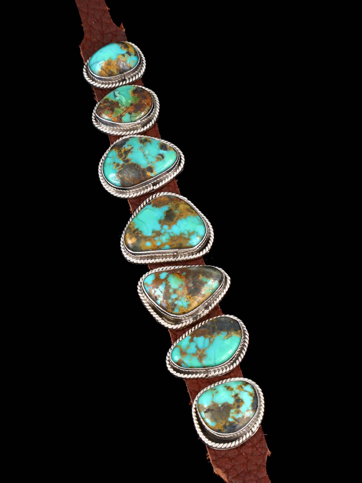 Native American Turquoise Leather Band Bracelet