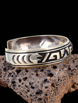 Native American Sterling Silver Overlay Cuff Bracelet
