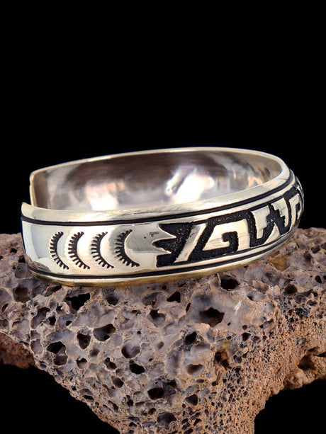 Native American Sterling Silver Overlay Cuff Bracelet