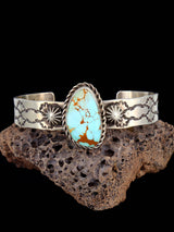 Bracelet manchette amérindien #8 turquoise en argent sterling