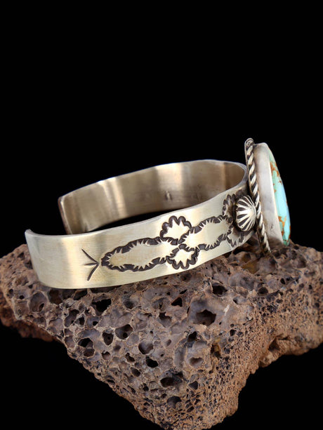 Bracelet manchette amérindien #8 turquoise en argent sterling