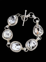 Native American White Buffalo Sterling Silver Link Bracelet