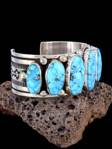 Native Sterling Jewelry Kingman Turquoise Cuff Bracelet