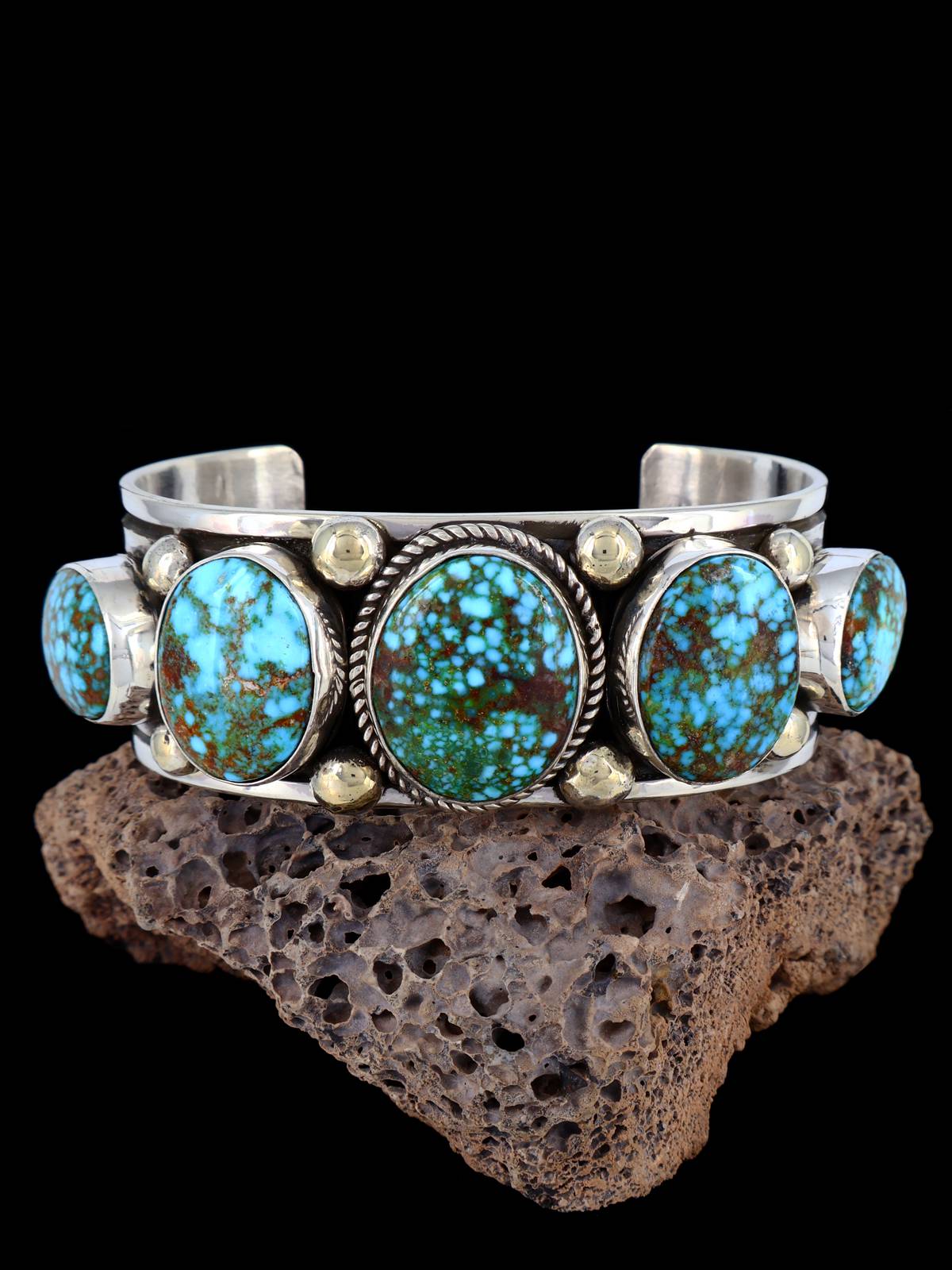 Native Sterling Jewelry Kingman Turquoise Cuff Bracelet