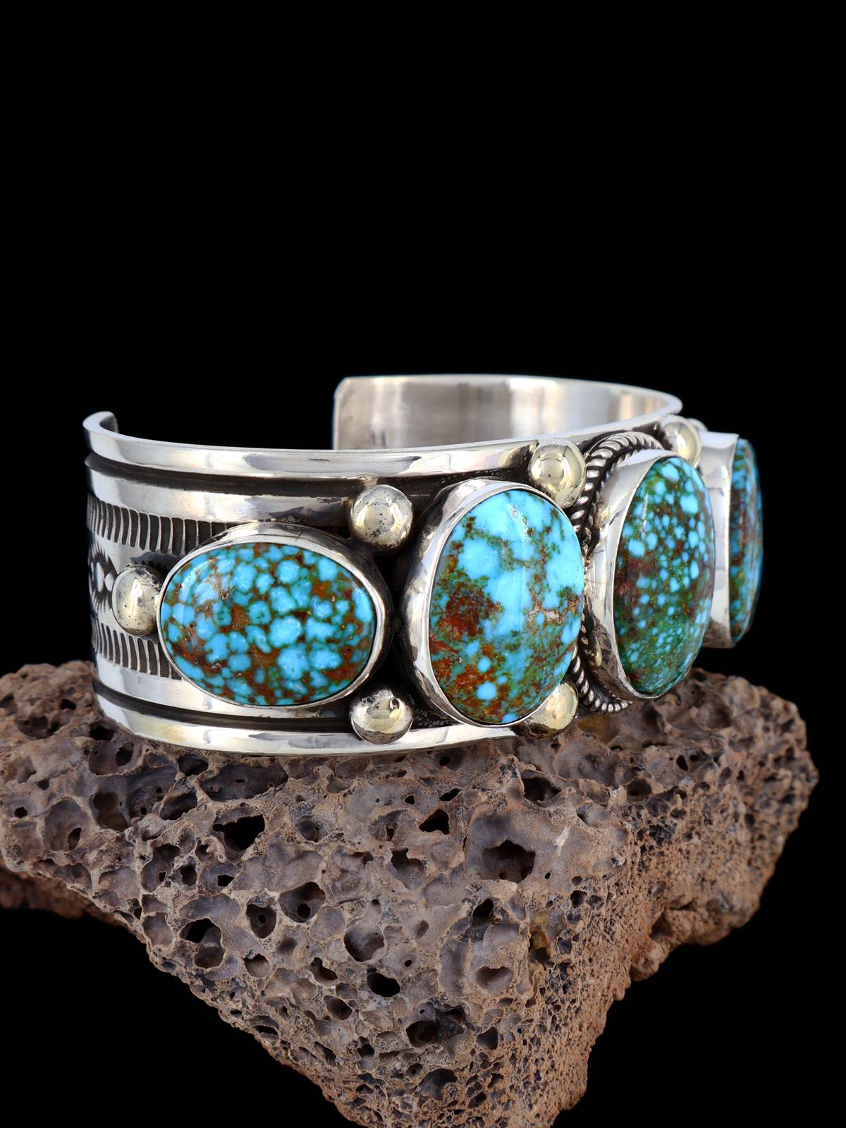 Native Sterling Jewelry Kingman Turquoise Cuff Bracelet
