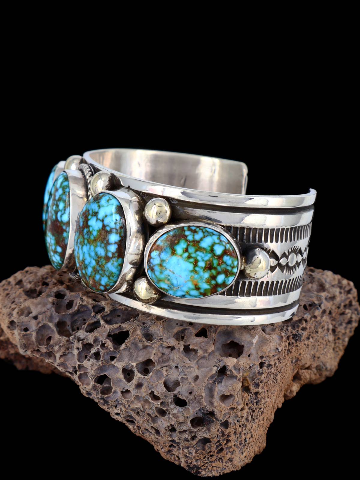 Native Sterling Jewelry Kingman Turquoise Cuff Bracelet