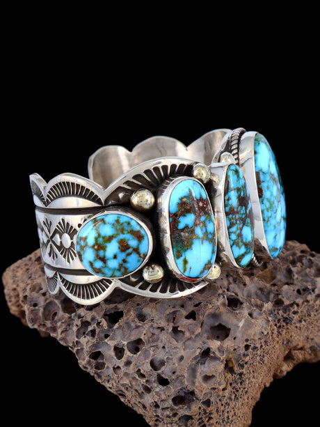 Native Sterling Jewelry Kingman Turquoise Cuff Bracelet