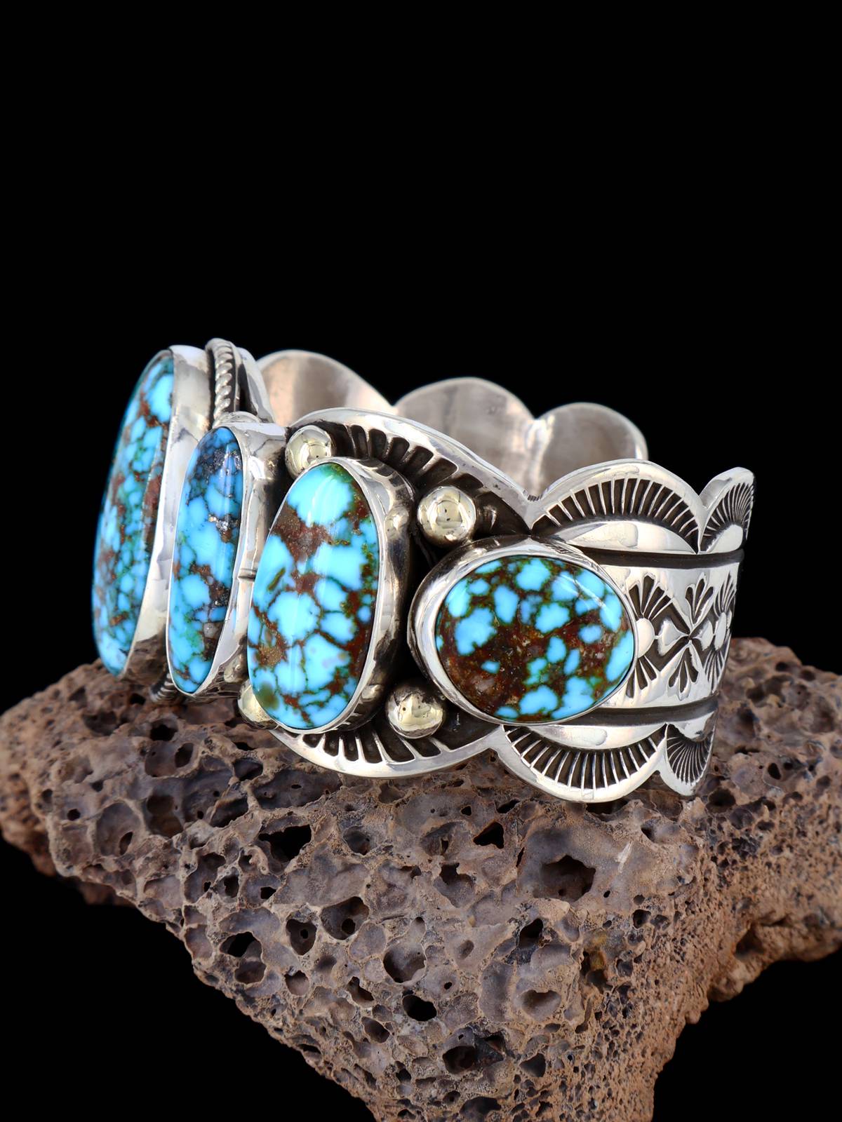 Native Sterling Jewelry Kingman Turquoise Cuff Bracelet