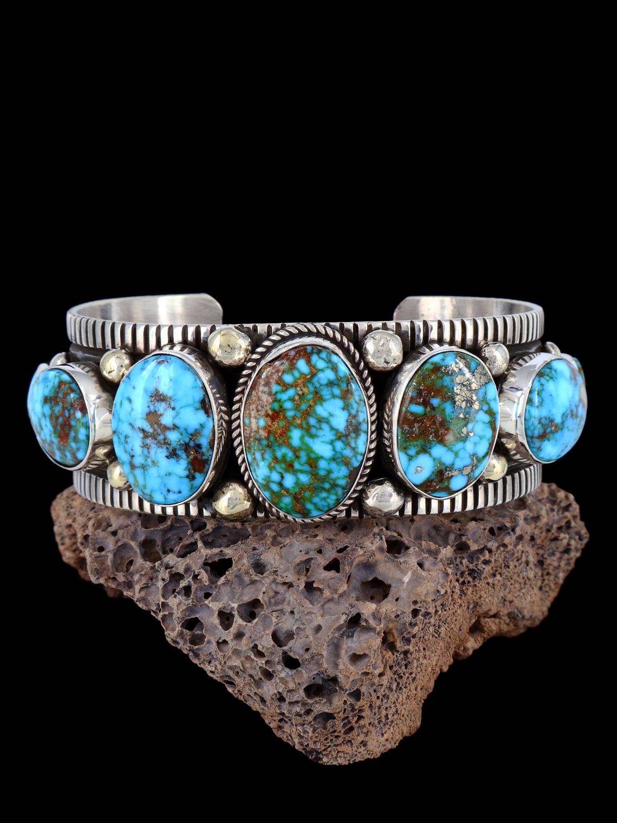 Native Sterling Jewelry Kingman Turquoise Cuff Bracelet