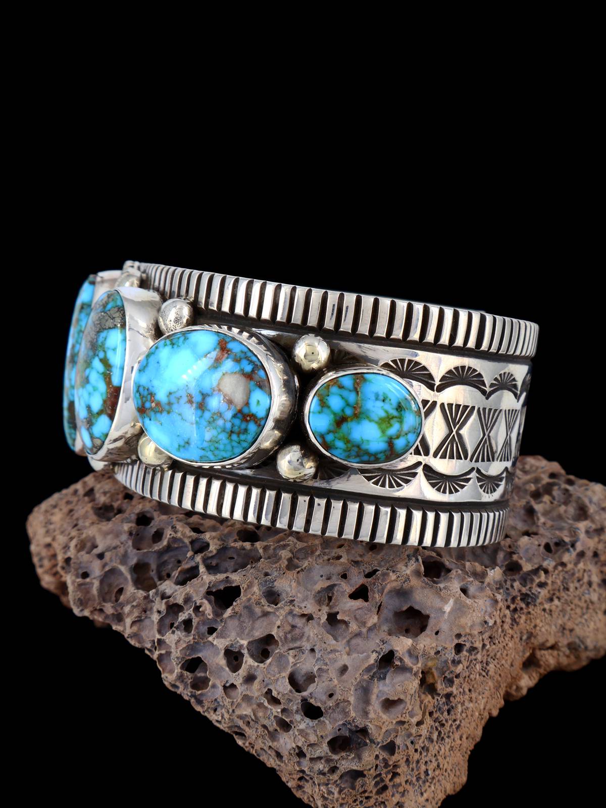 Native Sterling Jewelry Kingman Turquoise Cuff Bracelet