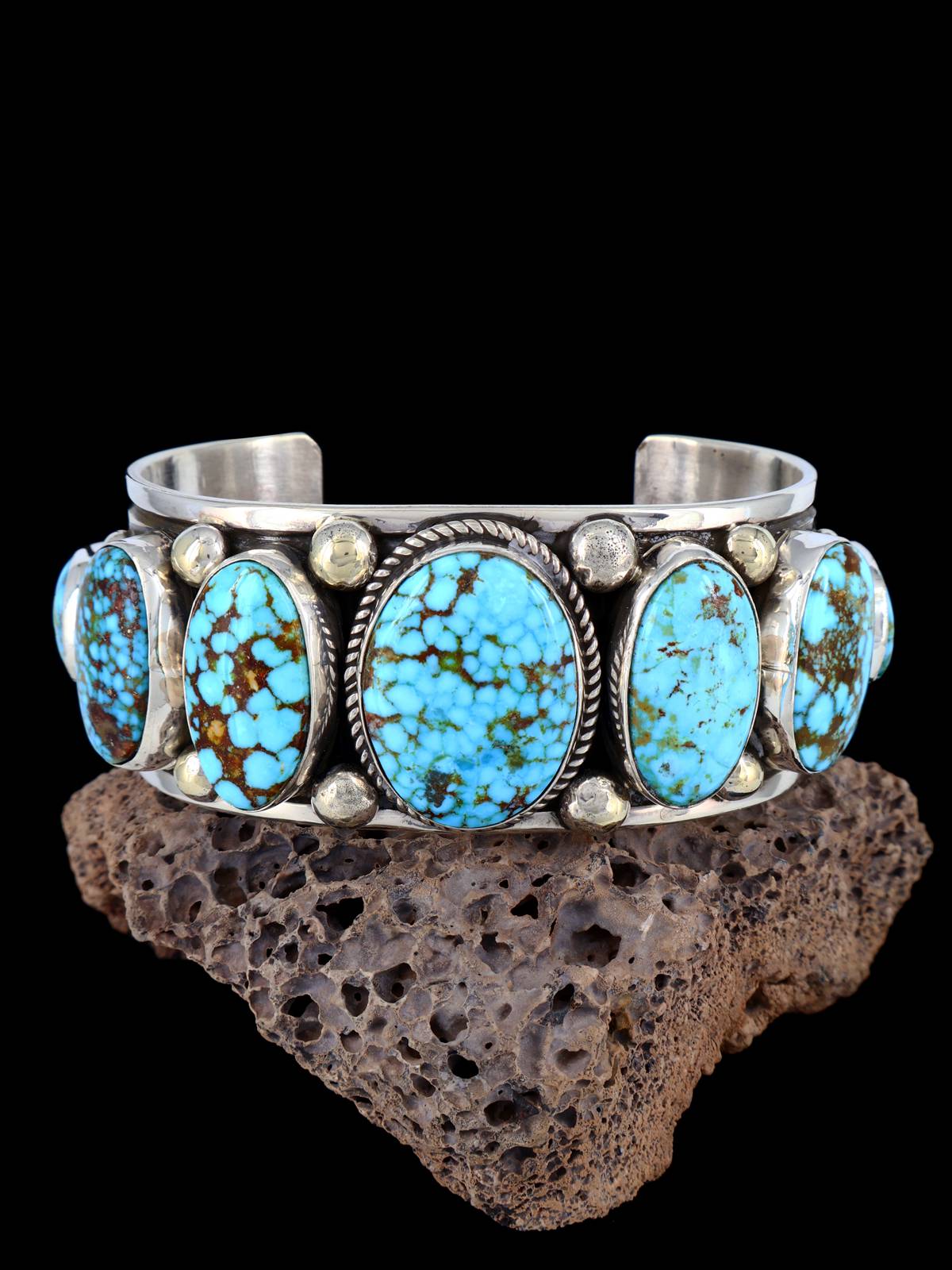Native Sterling Jewelry Kingman Turquoise Cuff Bracelet