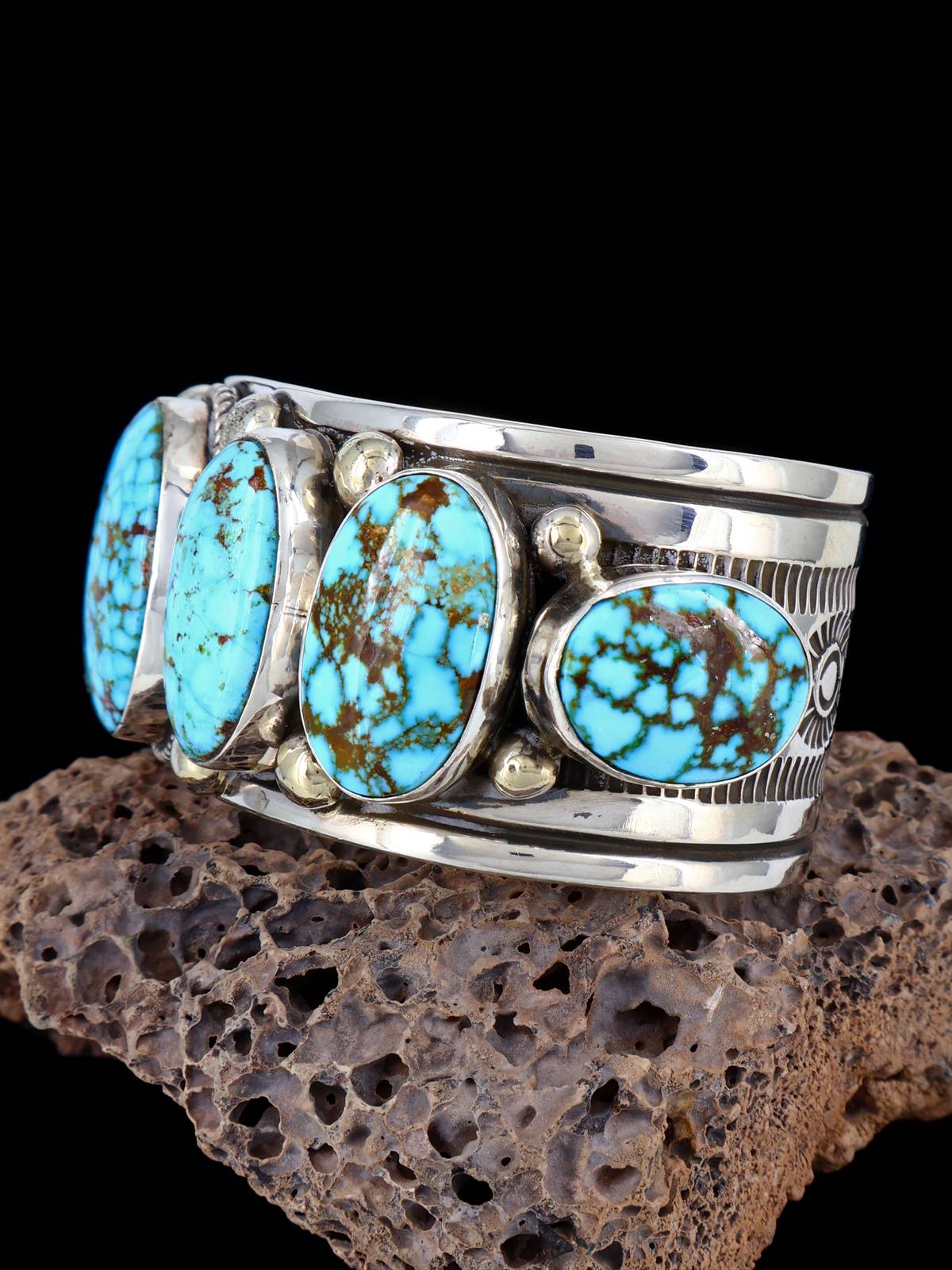 Native Sterling Jewelry Kingman Turquoise Cuff Bracelet