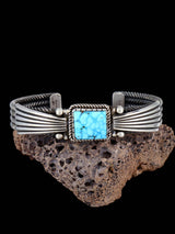 Navajo Jewelry Kingman Turquoise Sterling Silver Cuff Bracelet