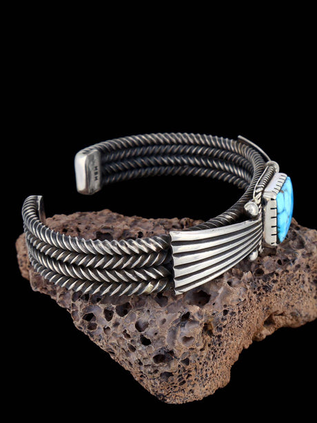 Navajo Jewelry Kingman Turquoise Sterling Silver Cuff Bracelet