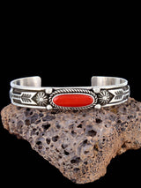 Native American Jewelry Natural Mediterranean Coral Cuff Bracelet