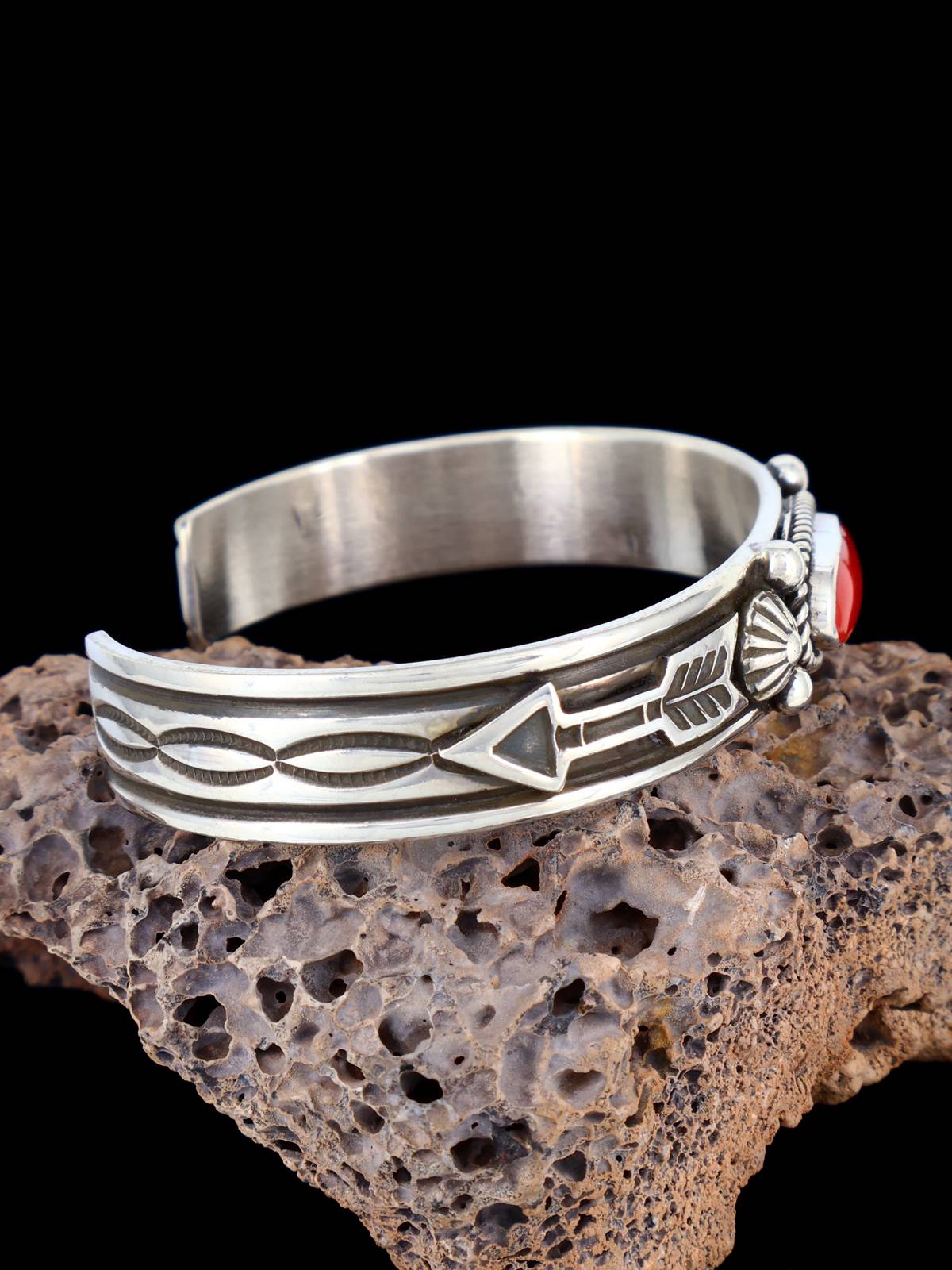 Native American Jewelry Natural Mediterranean Coral Cuff Bracelet