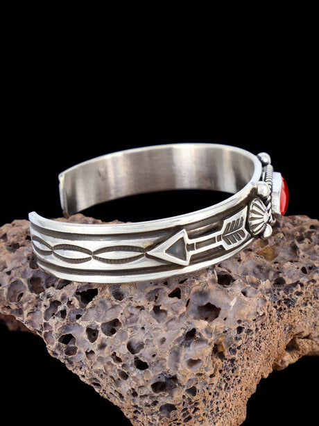 Native American Jewelry Natural Mediterranean Coral Cuff Bracelet
