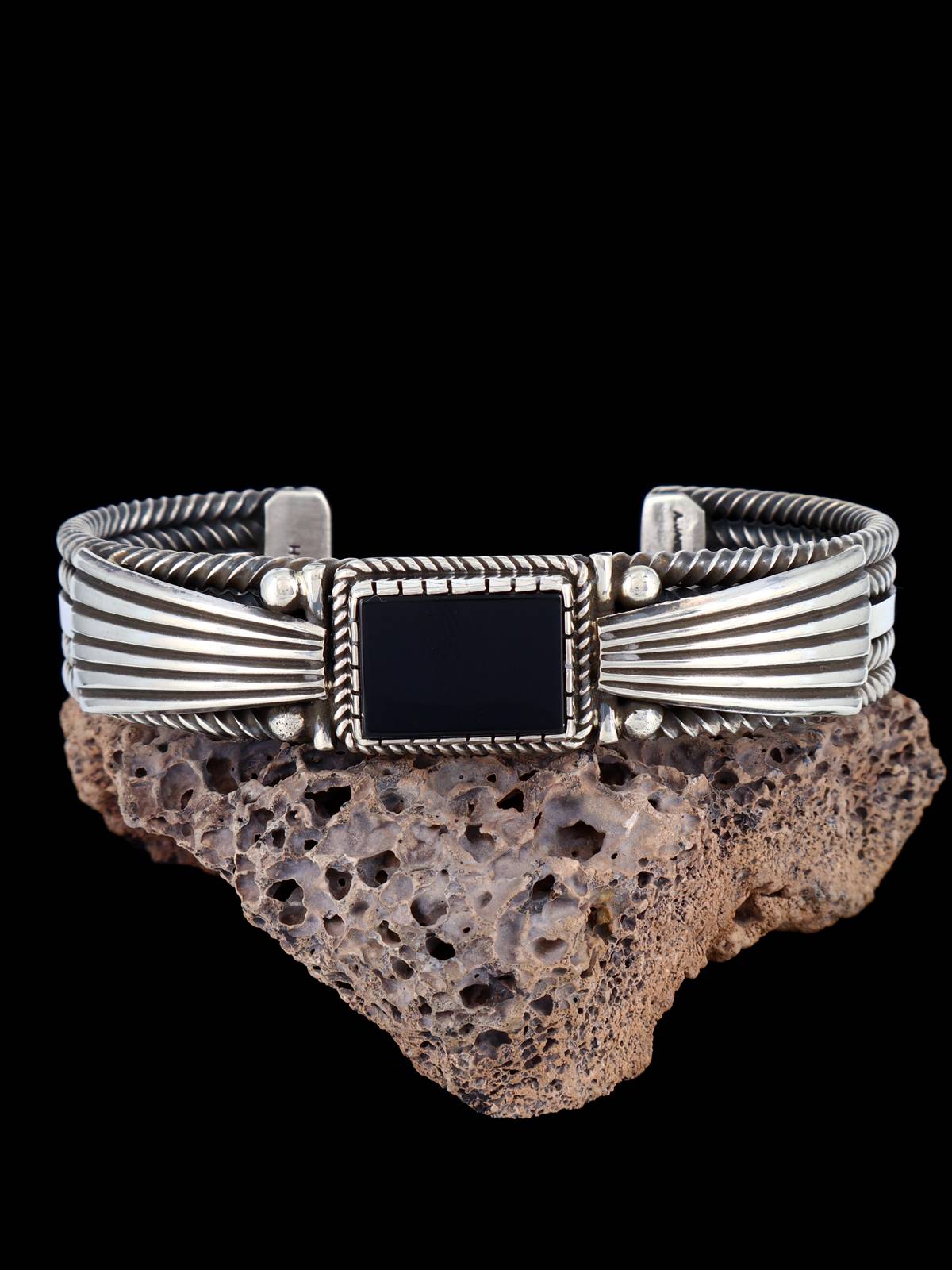 Navajo Jewelry Black Onyx Sterling Silver Cuff Bracelet