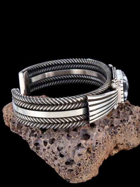 Navajo Jewelry White Buffalo Sterling Silver Cuff Bracelet