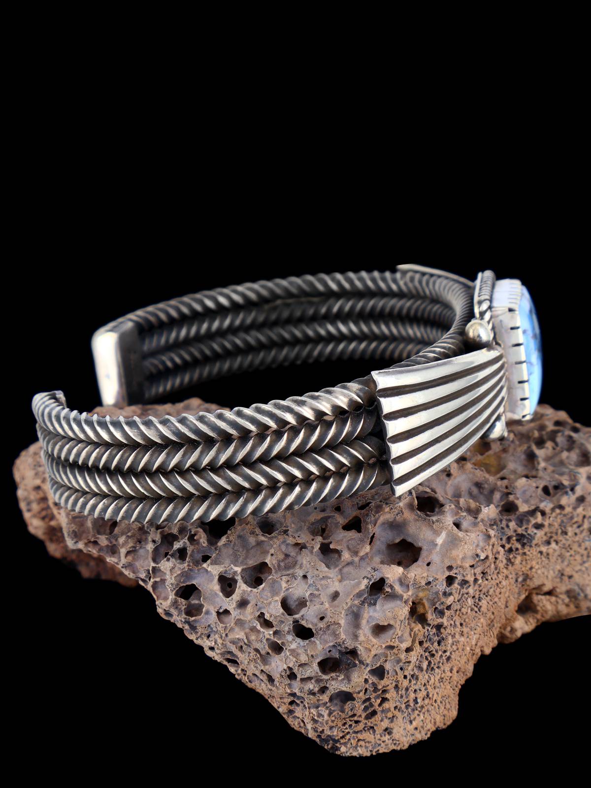 Navajo Jewelry Golden Hill Turquoise Sterling Silver Cuff Bracelet