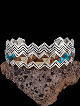 Native American Turquoise and Wood Inlay Bracelet