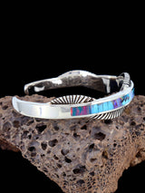 Native American Turquoise and Opalite Inlay Bracelet