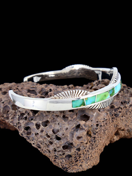 Native American Sonoran Gold Turquoise Inlay Bracelet
