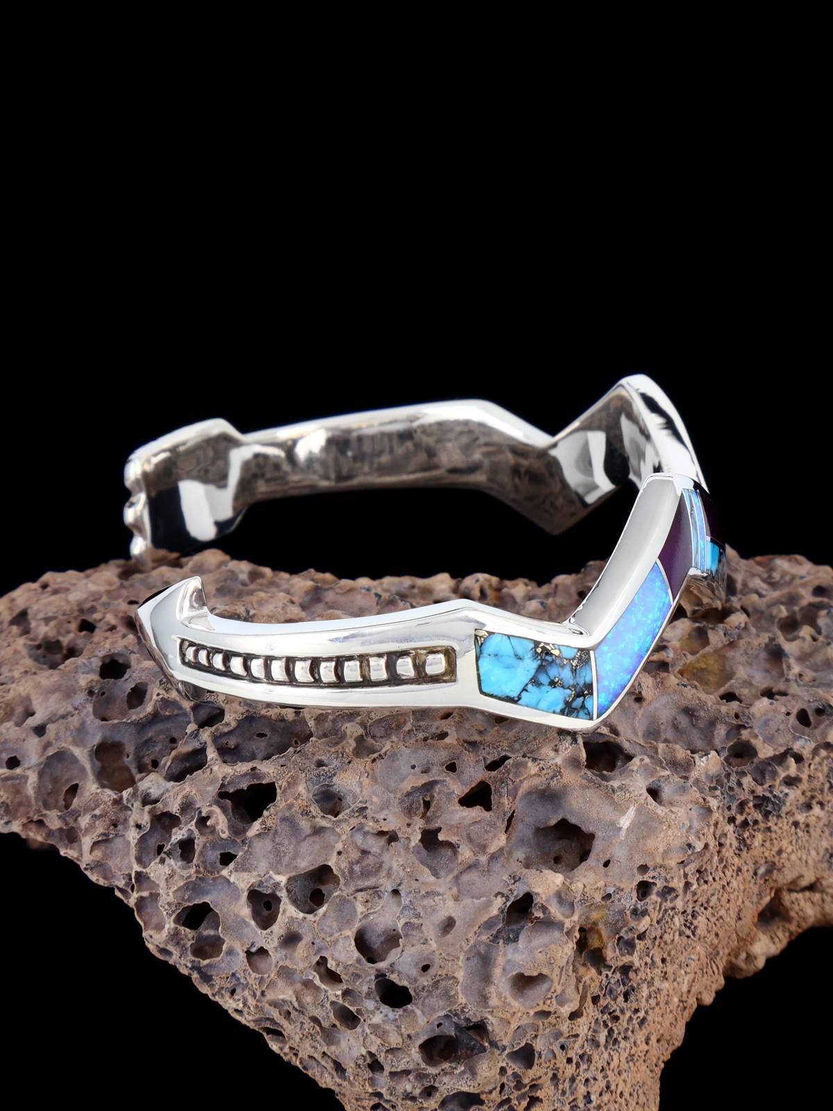 Native American Turquoise and Opalite Inlay Bracelet