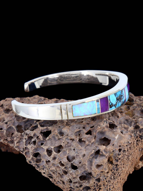 Native American Turquoise and Opalite Inlay Bracelet