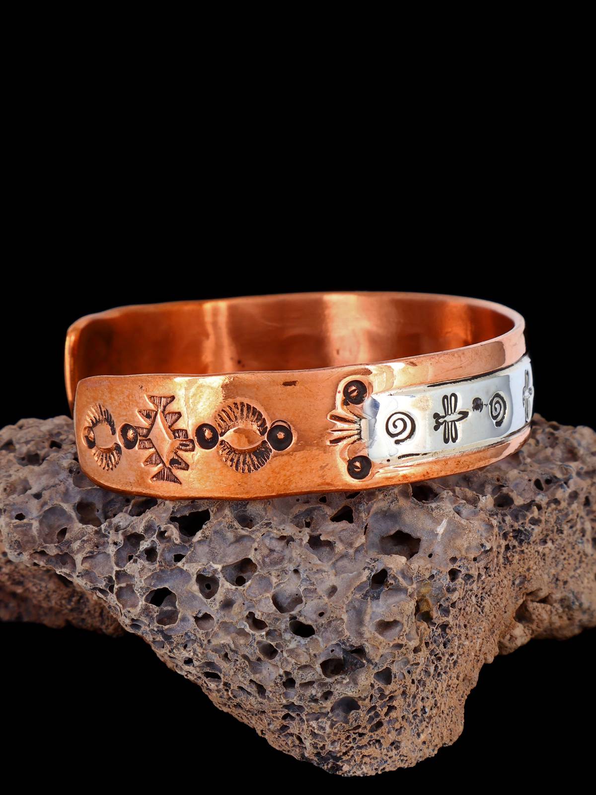 Navajo Sterling Silver and Copper Cuff Bracelet - PuebloDirect.com