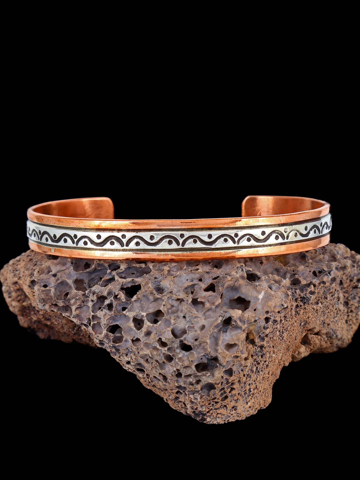 Bracelet manchette en cuivre à corde torsadée