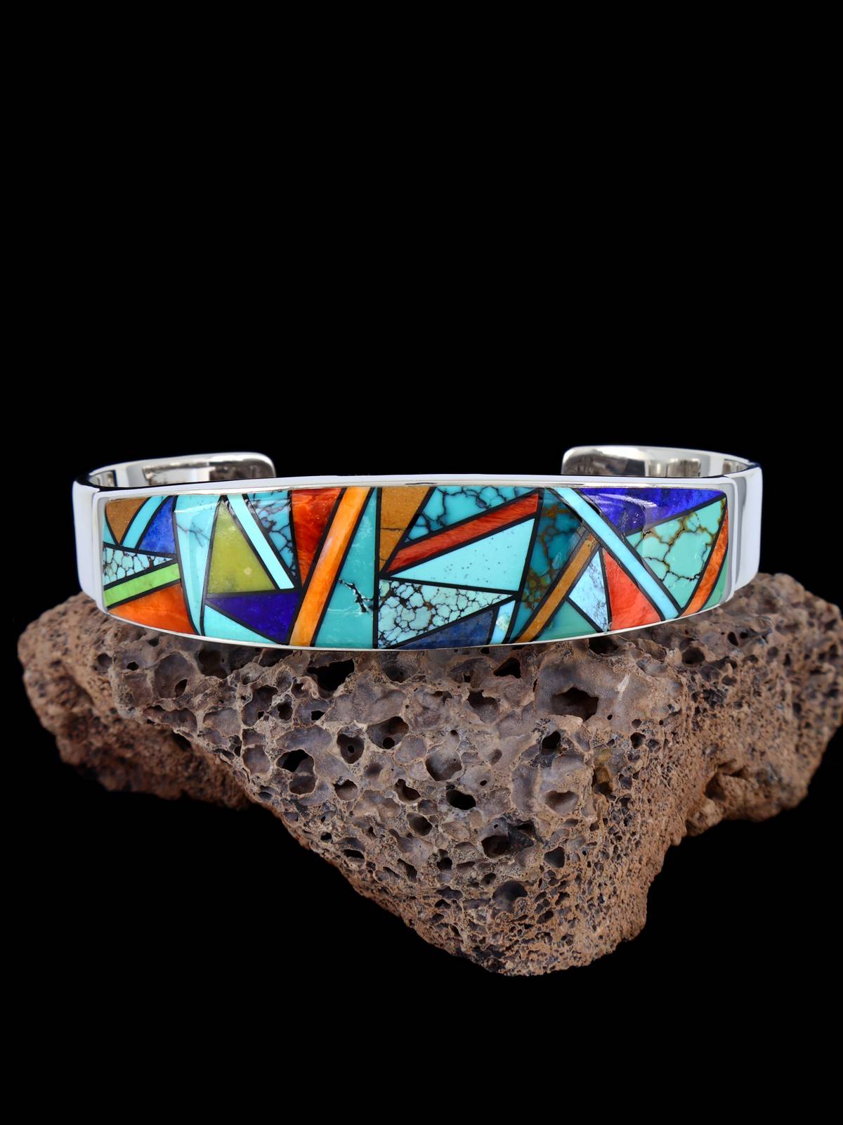 Bracelet incrusté de ciel nocturne en argent sterling Navajo