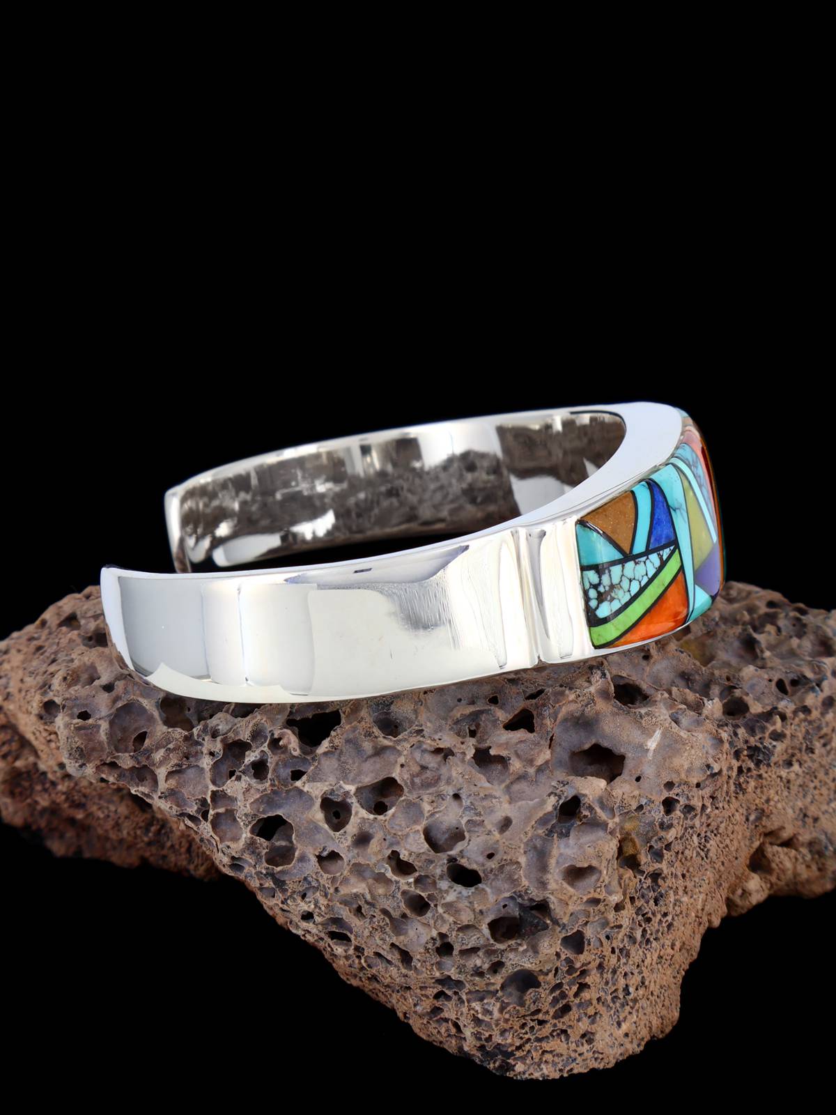 Bracelet incrusté de ciel nocturne en argent sterling Navajo