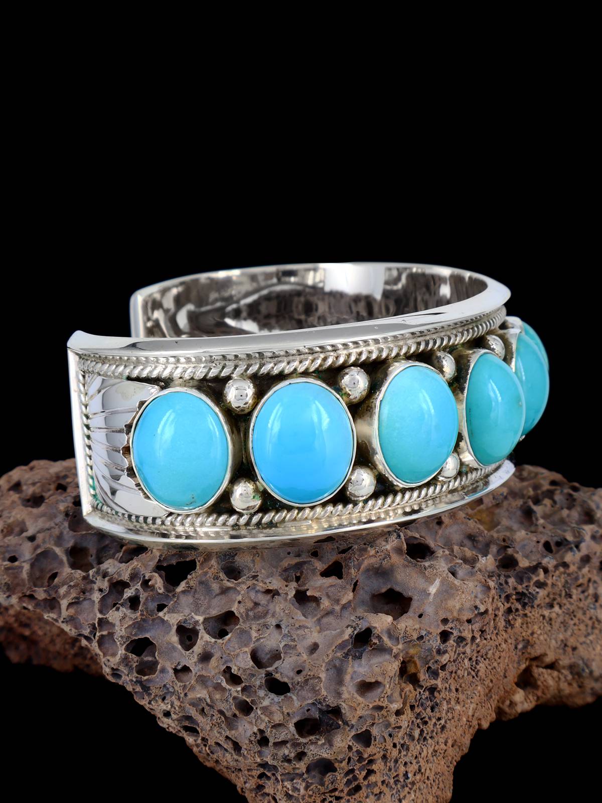 Native American Turquoise Sterling Silver Cuff Bracelet