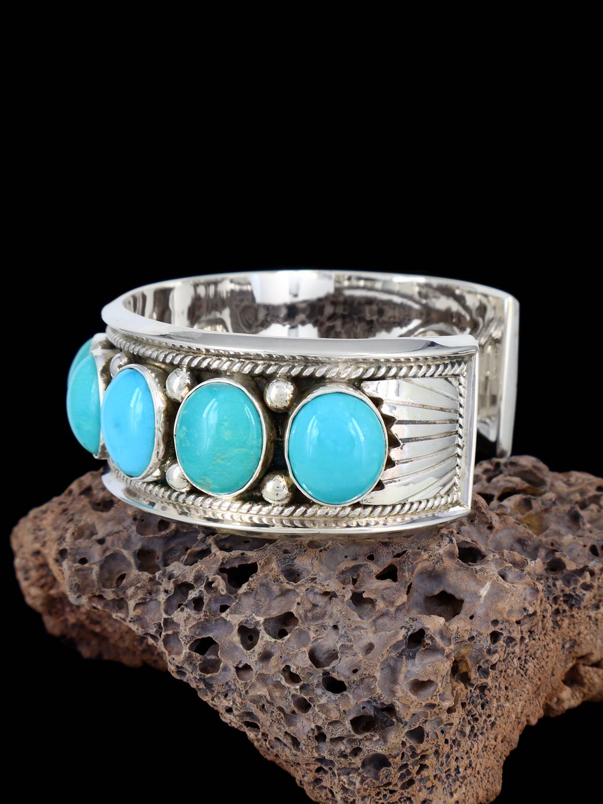Native American Turquoise Sterling Silver Cuff Bracelet