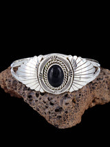 Navajo Sterling Silver Black Onyx Cuff Bracelet