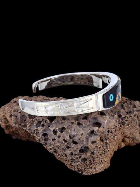 Pulsera Navajo de plata de ley con incrustaciones de cielo nocturno