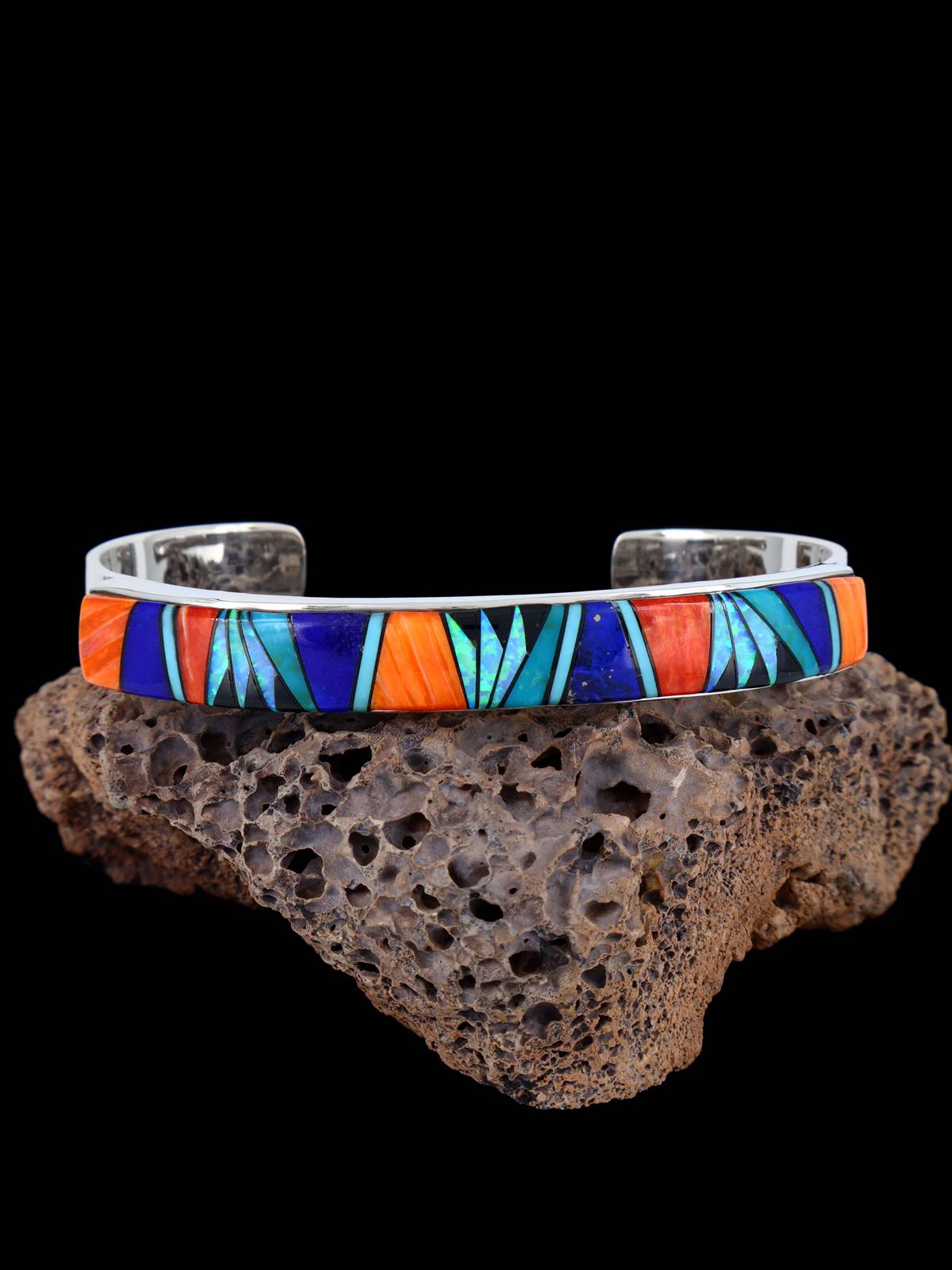 Native American Jewelry Multistone Inlay Cuff Bracelet