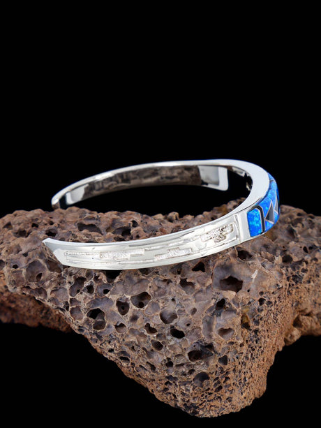 Pulsera Navajo de plata de ley con incrustaciones de cielo nocturno