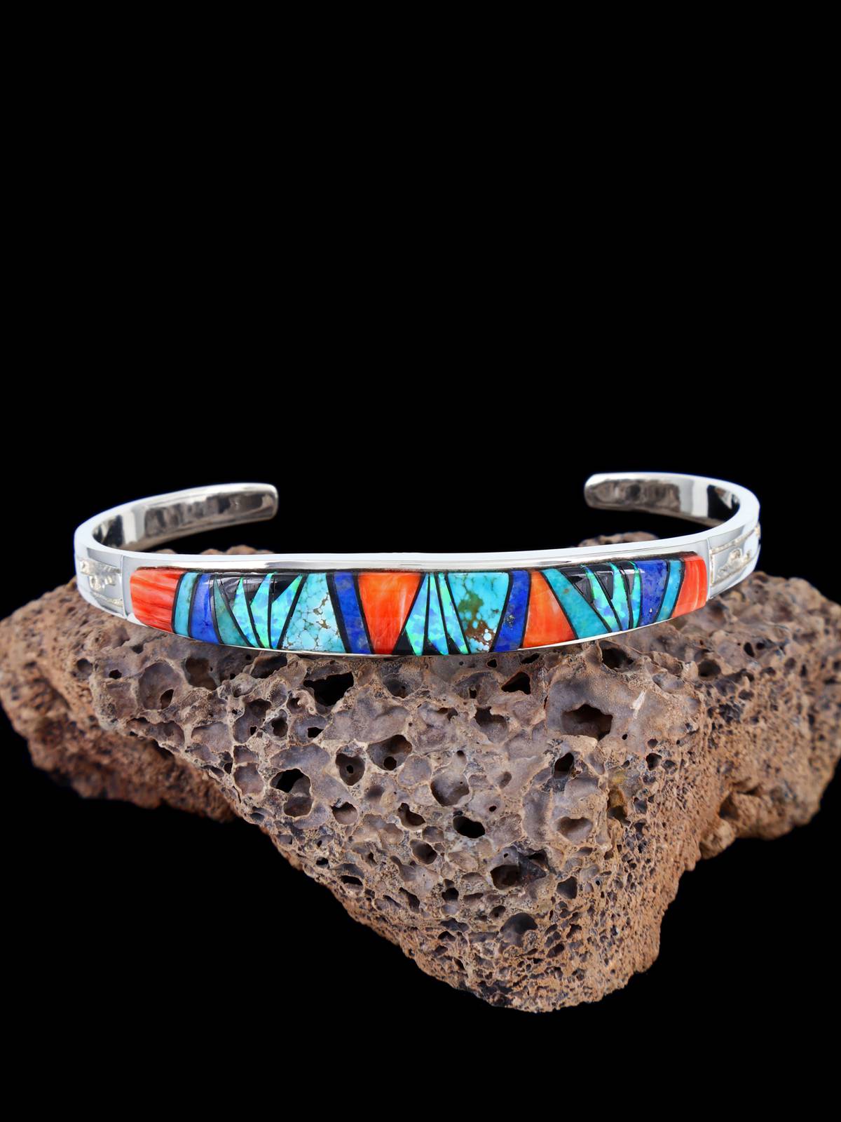 Native American Jewelry Multistone Inlay Cuff Bracelet