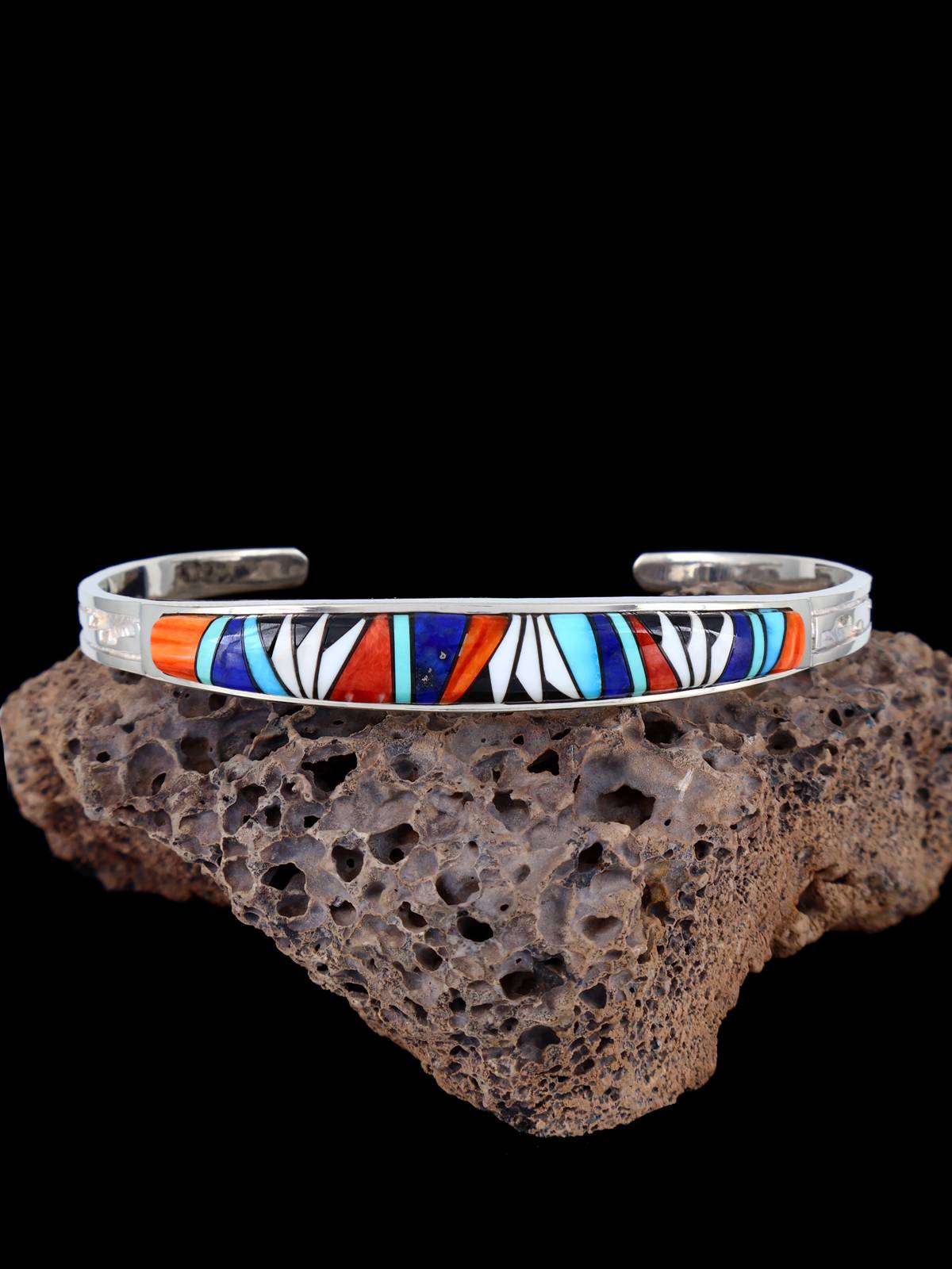Bracelet incrusté de ciel nocturne en argent sterling Navajo