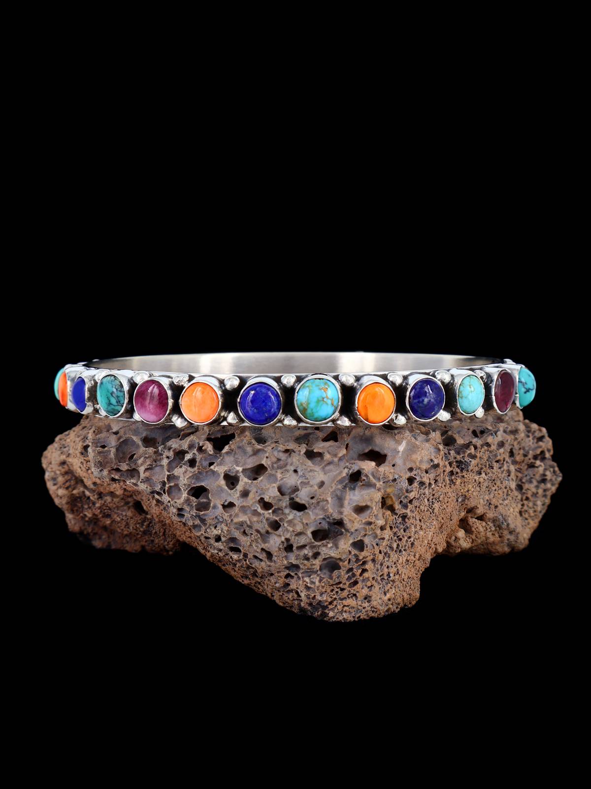 Navajo Lapis Spiny Oyster Turquoise Bangle Bracelet
