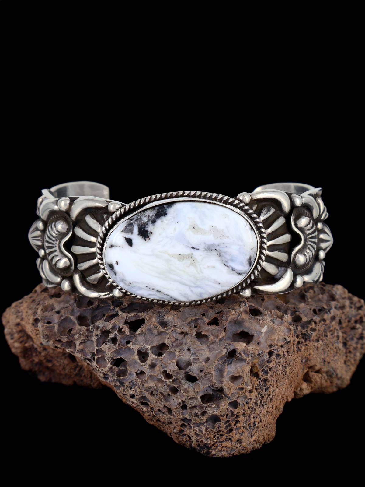 Navajo Sterling Jewelry White Buffalo Cuff Bracelet