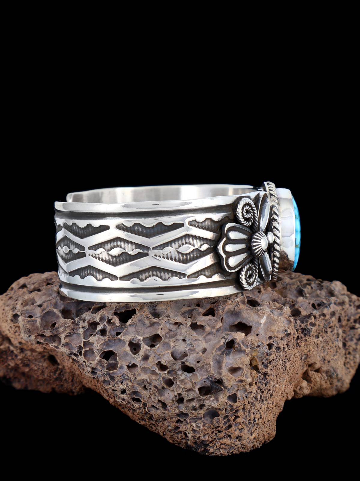 Navajo Jewelry Bracelet en argent sterling Dry Creek Turquoise Thunderbird